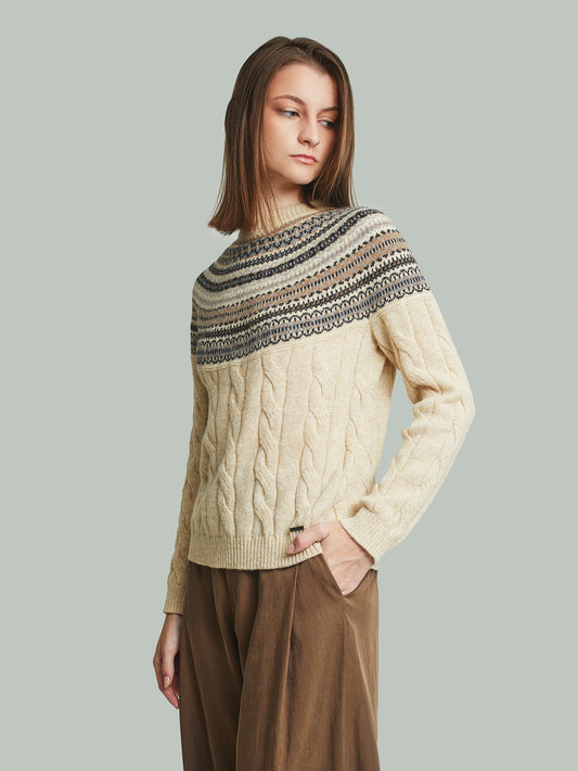 Yoke Sweater Baby Alpaca Color Beige