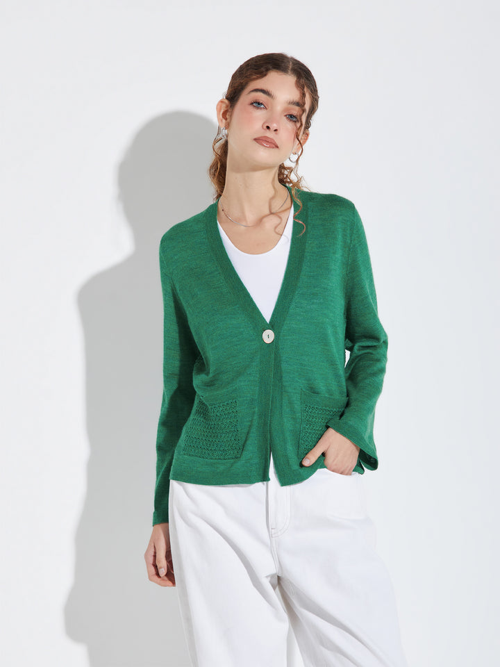 Cárdigan Zanzíbar Baby Alpaca Color Verde