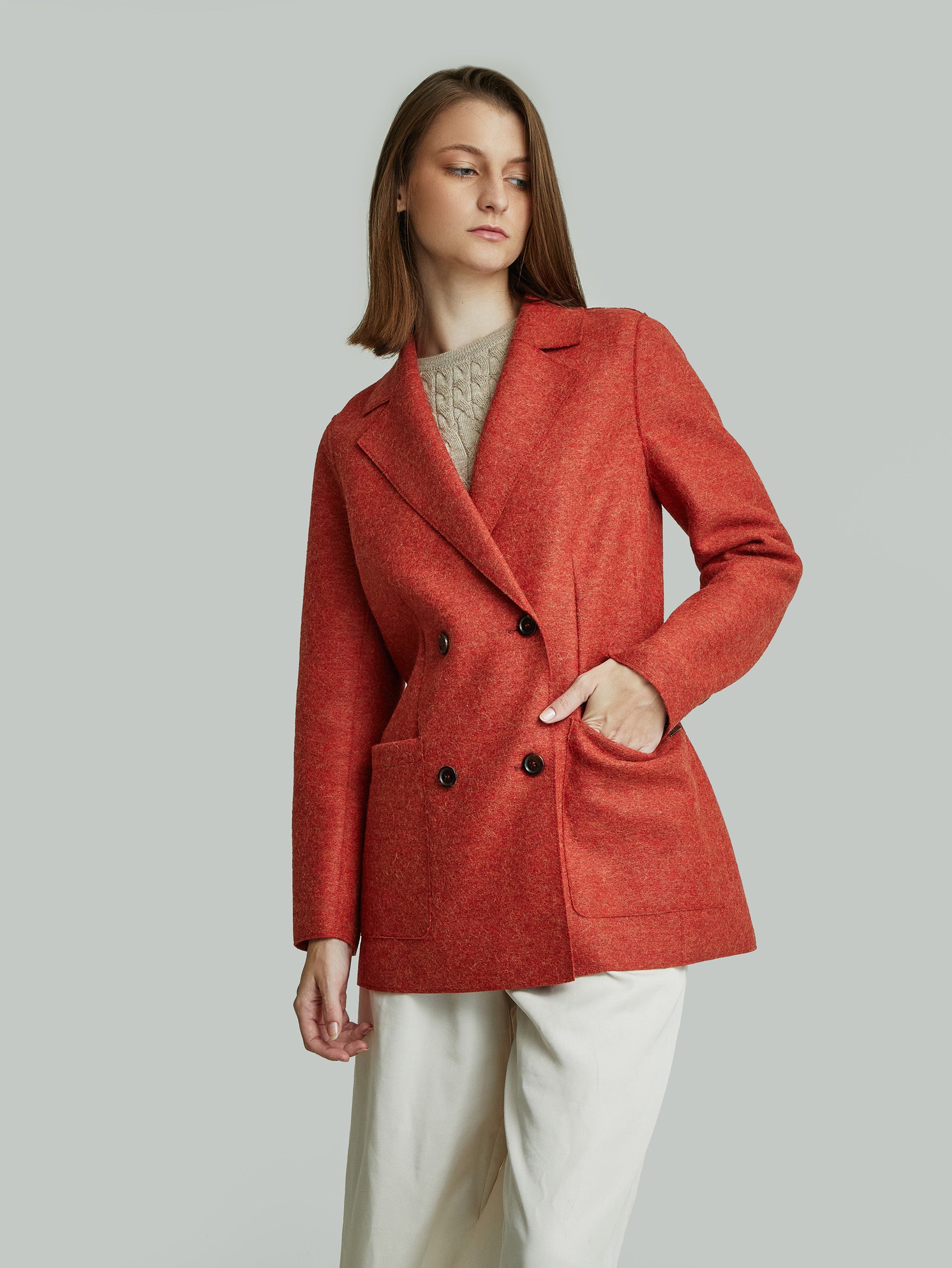 Red alpaca coat hotsell
