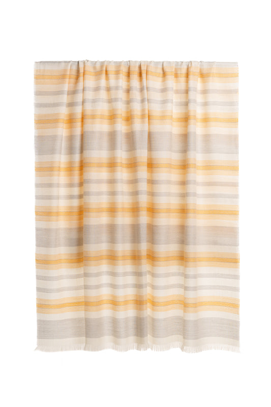 Baby Alpaca & Silk Throw Blanket Color Light Grey/Sunshine