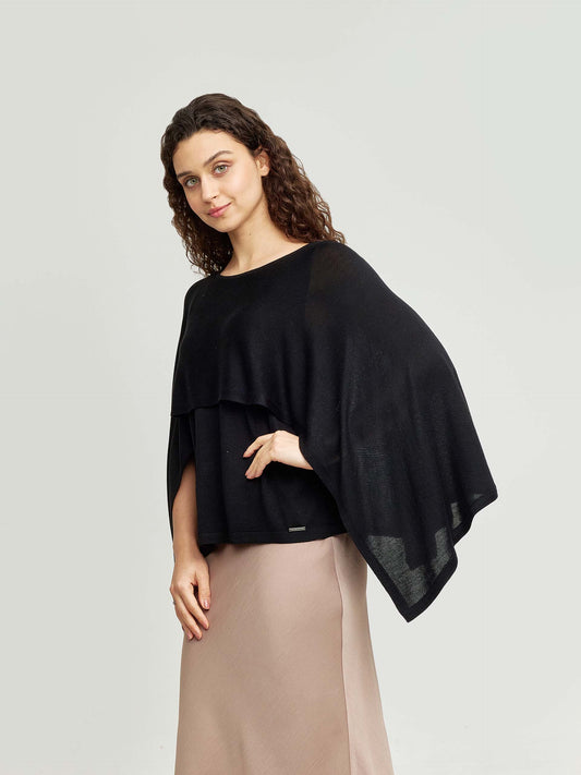 Waterfall Vest Silk Color Black