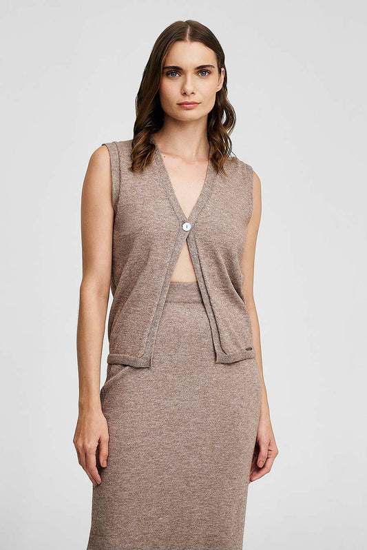 Waterdrop Vest Cotton & Baby Alpaca Color Beige