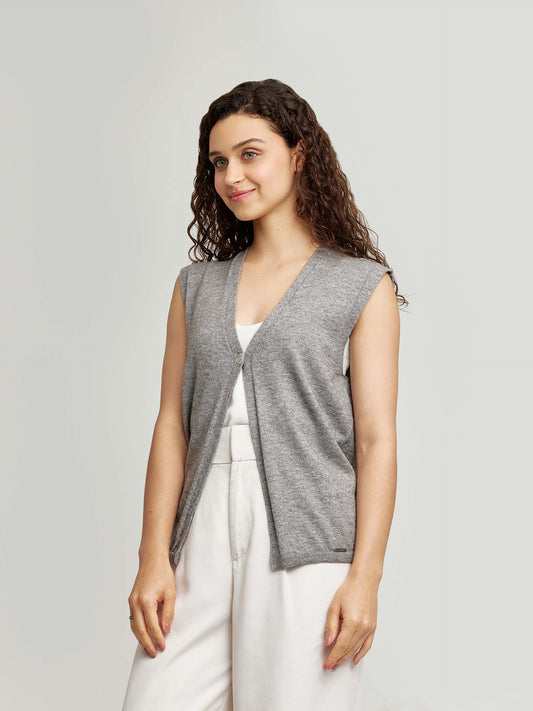 Waterdrop Vest Cotton & Baby Alpaca Color Grey