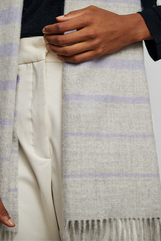 Bufanda Tadeo Baby Alpaca Color Gris Claro&Lila