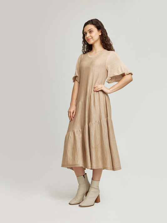 Wave Dress Baby Alpaca & Silk Color Beige