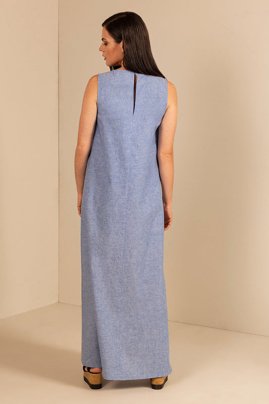 Uenza Dress Linen & Cotton Color Blue