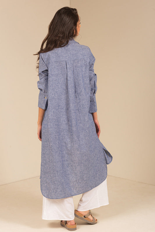 Ulami Dress Linen & Cotton Color Light Blue