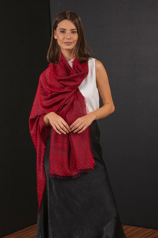 Bruselas Shawl Royal Alpaca & Silk Color Guinda