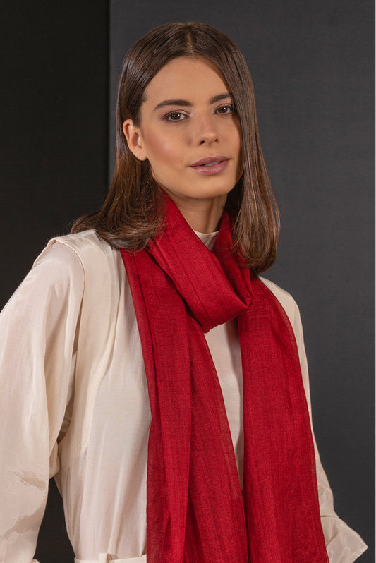 Borisette Shawl Royal Alpaca & Silk Color Red