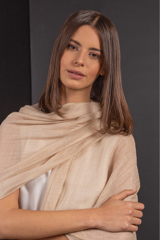 Borisette - Royal Alpaca & Silk Shawl Royal Alpaca & Silk Color Beige