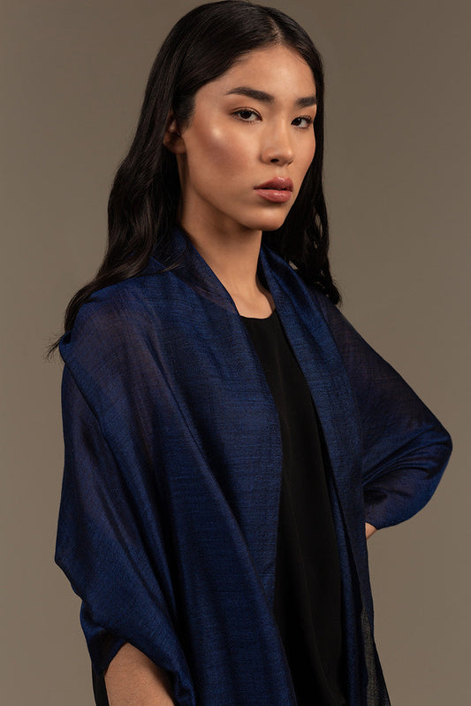 Bilbao Shawl Royal Alpaca & Silk Color Blue
