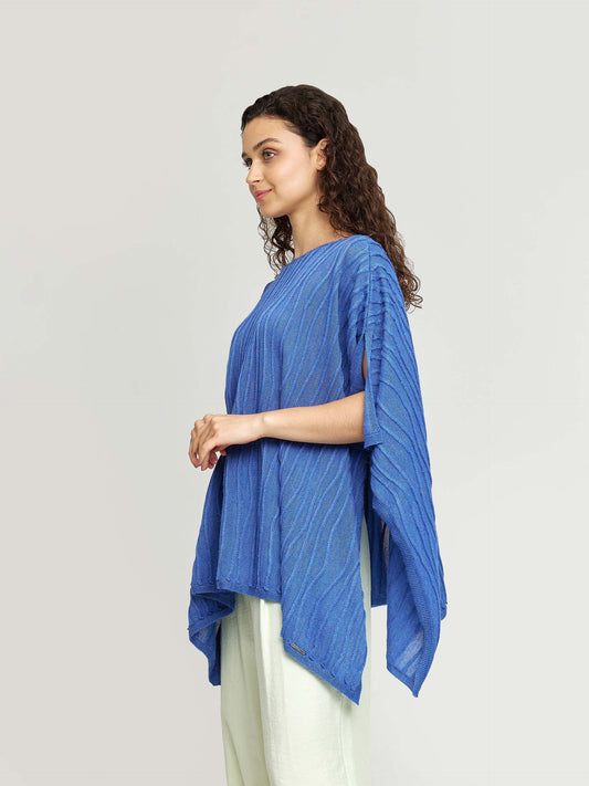 Wichita Poncho Baby Alpaca & Silk Color Blue