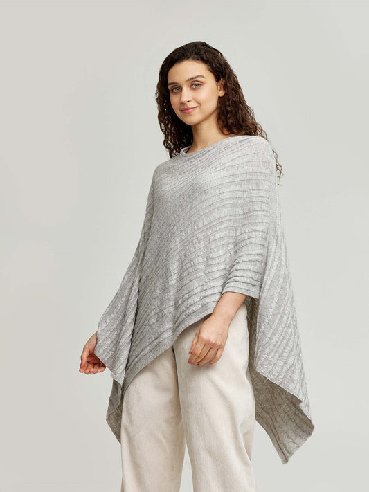 Wasabi Poncho Cotton & Baby Alpaca Color Grey