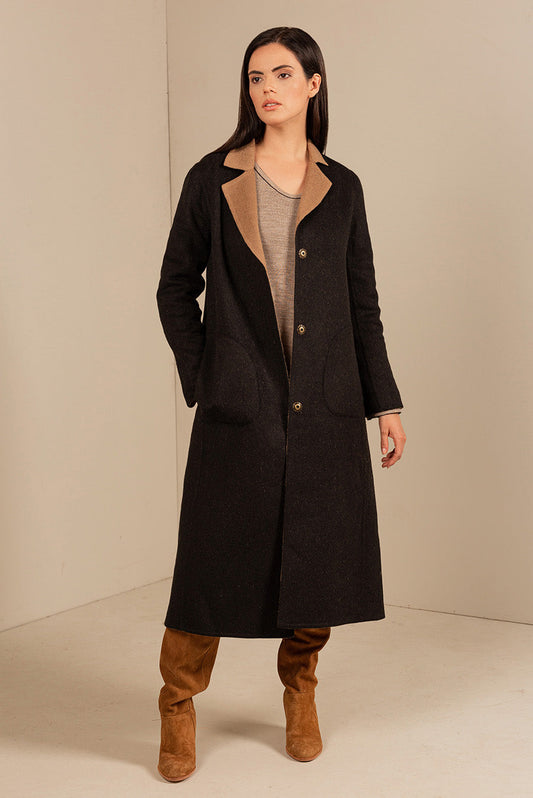 Umanoid Coat Baby Alpaca & Wool Color Black & Camel