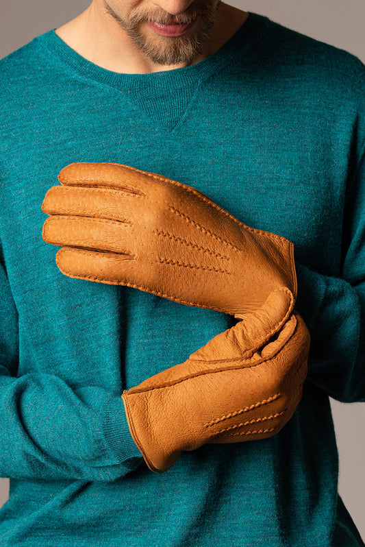Peccary Gloves Cuero Peccary Color Camel Oscuro