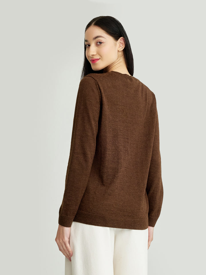 Alexia Suéter de Baby Alpaca Color Marrón