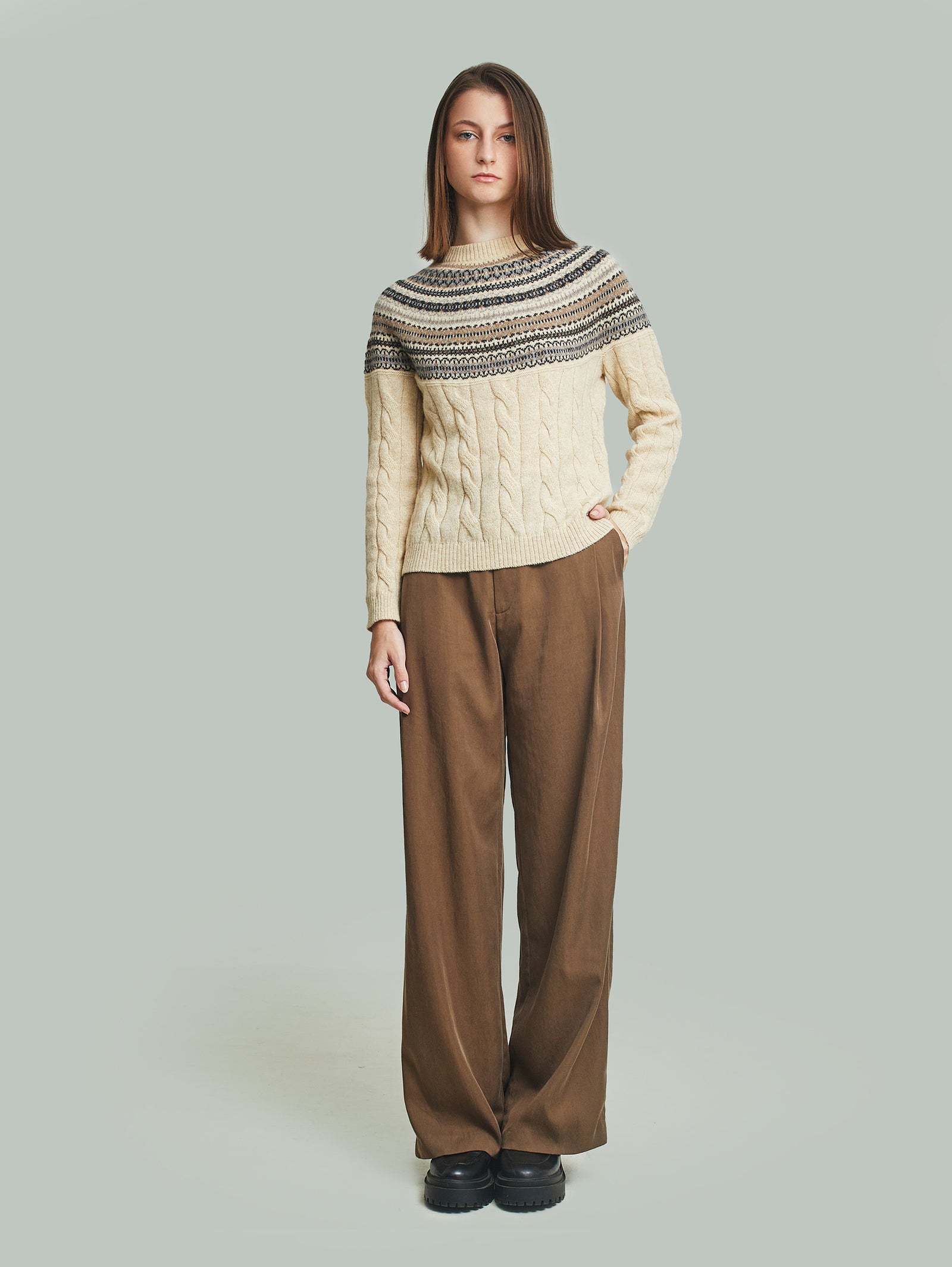 Jersey con canesú de alpaca baby color beige