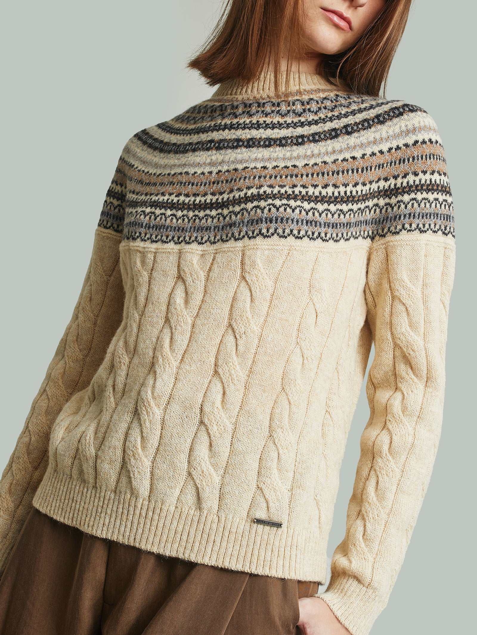 Jersey con canesú de alpaca baby color beige