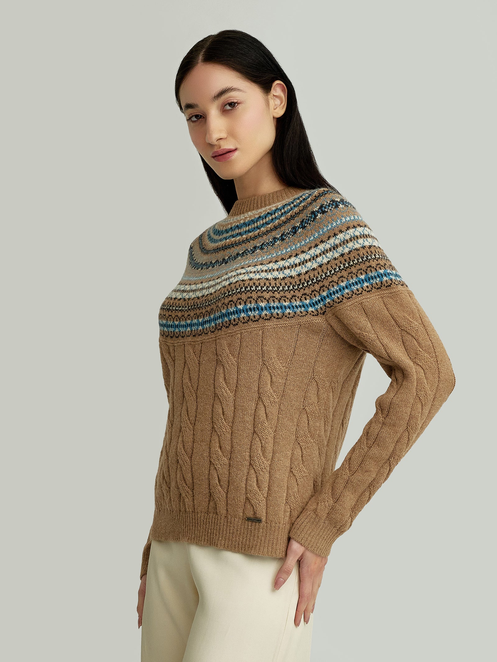 Yoke Sweater Baby Alpaca Color Camel