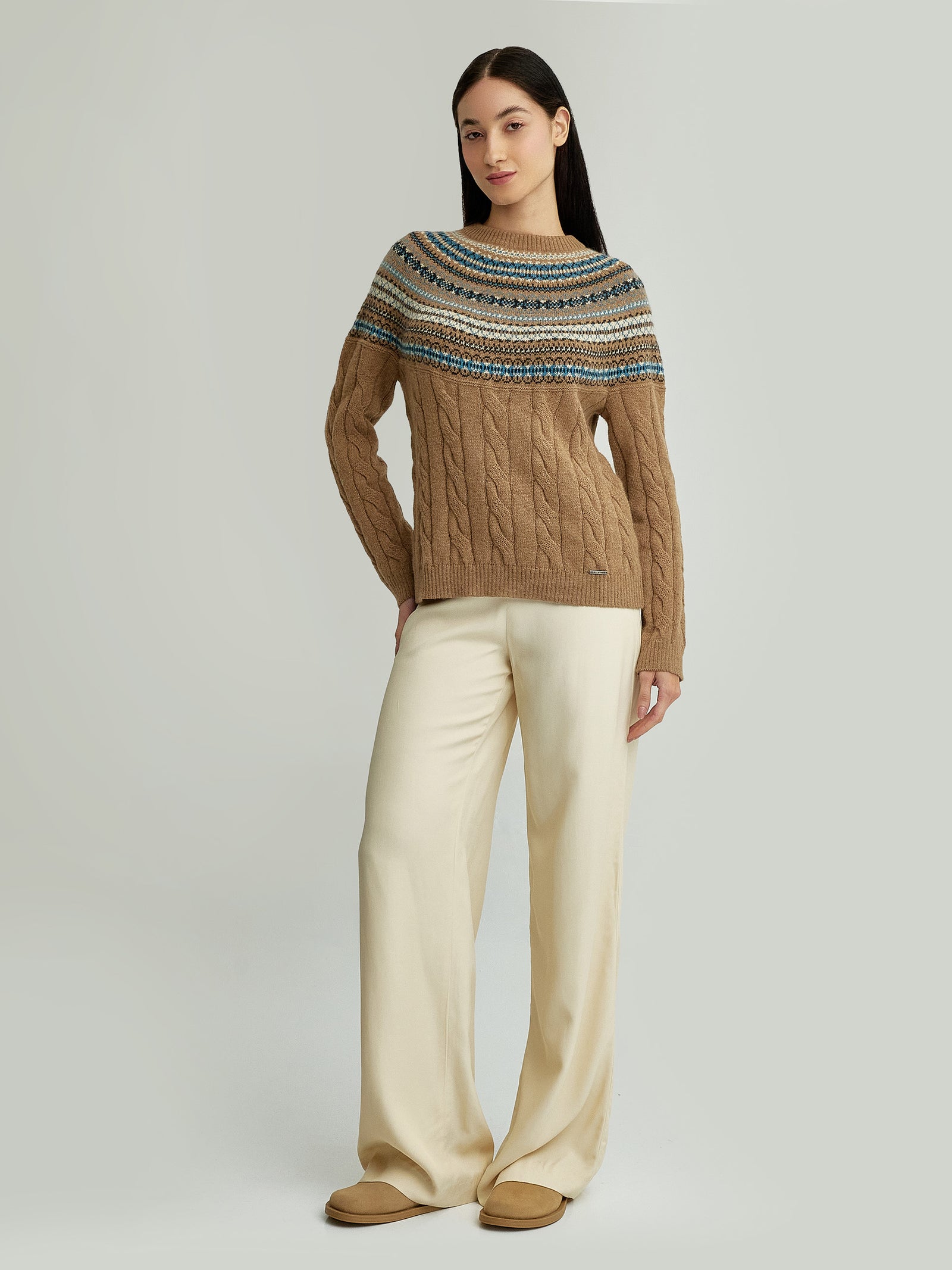 Yoke Sweater Baby Alpaca Color Camel