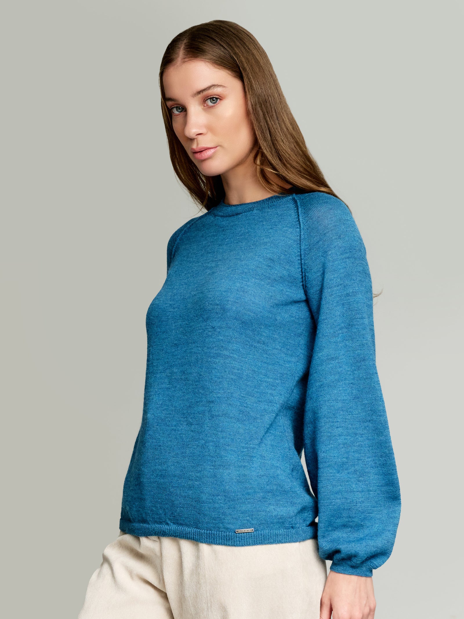 Suéter Yanela Baby Alpaca Color Azul Claro