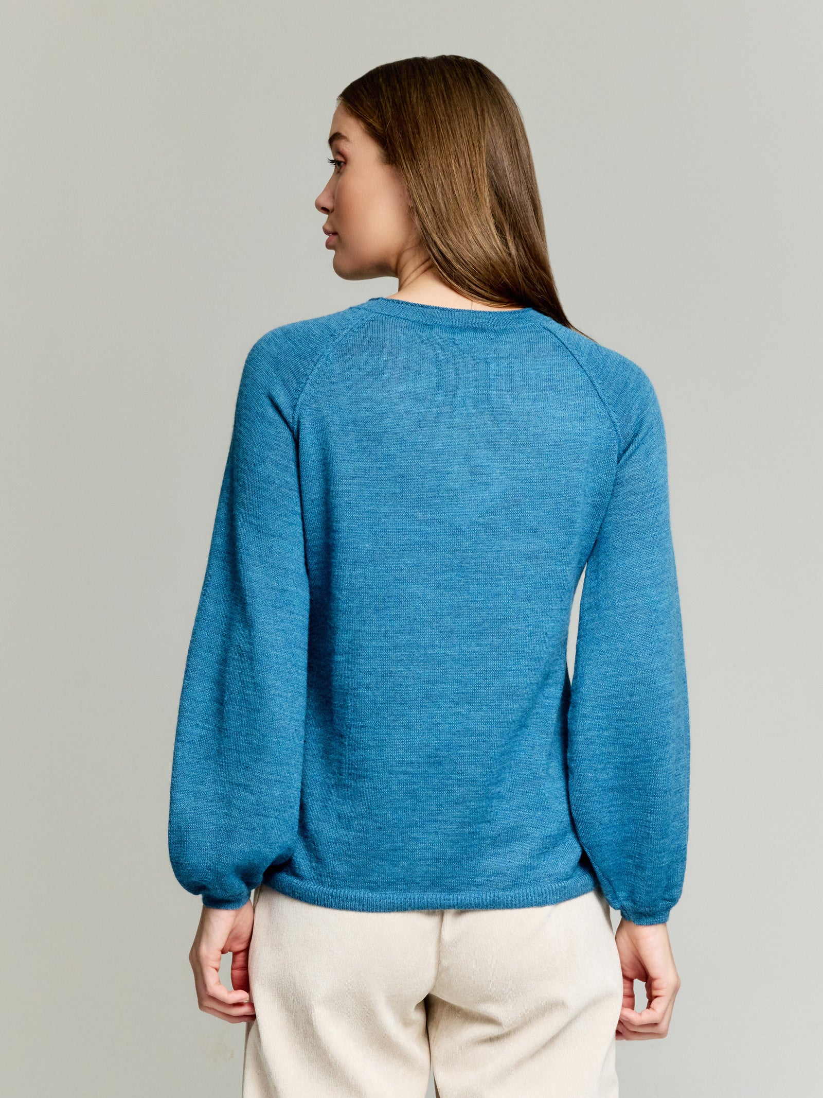 Suéter Yanela Baby Alpaca Color Azul Claro