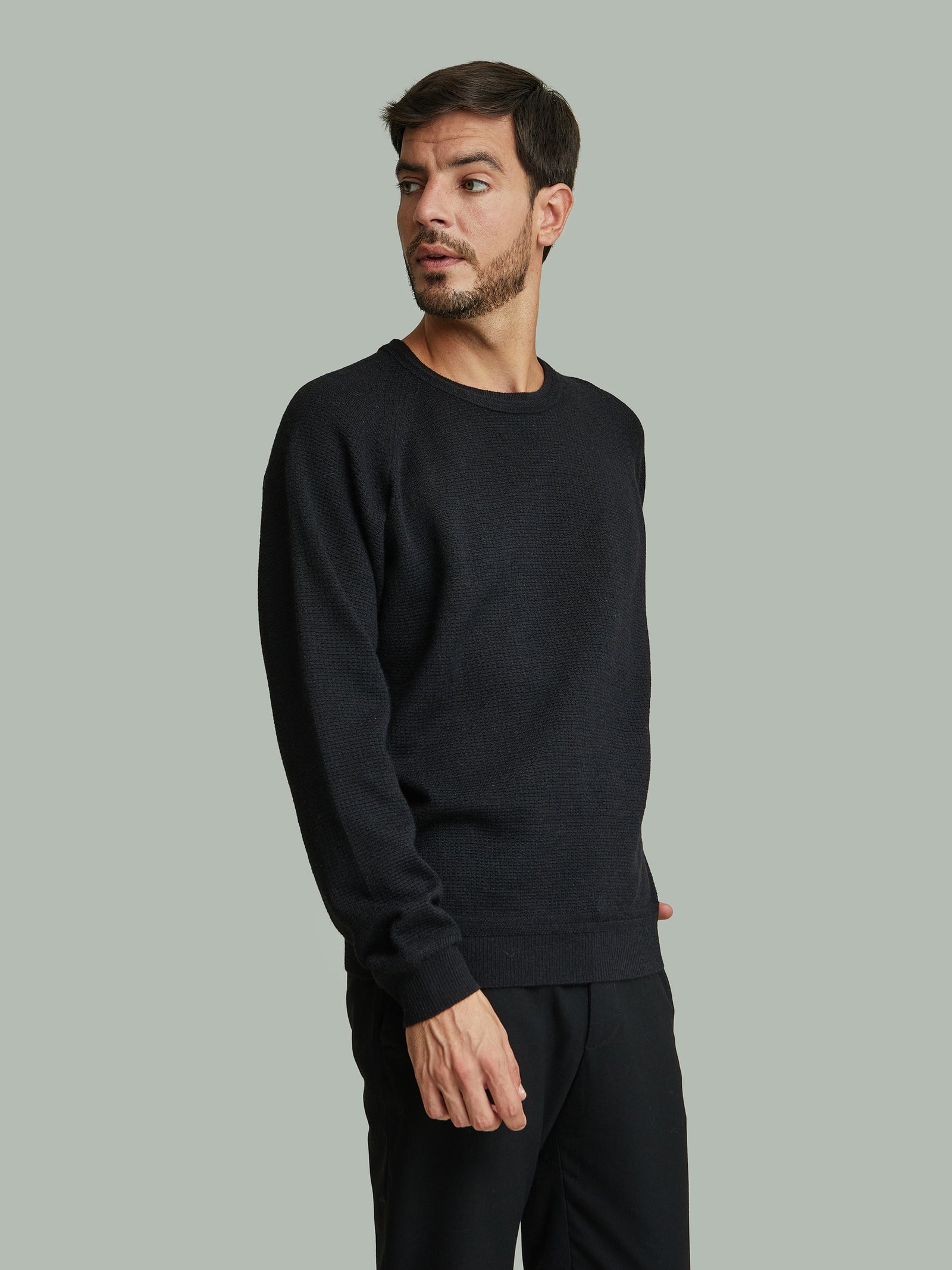 SUÉTER BREAK DE BABY ALPACA BLACK COLOR BLACK