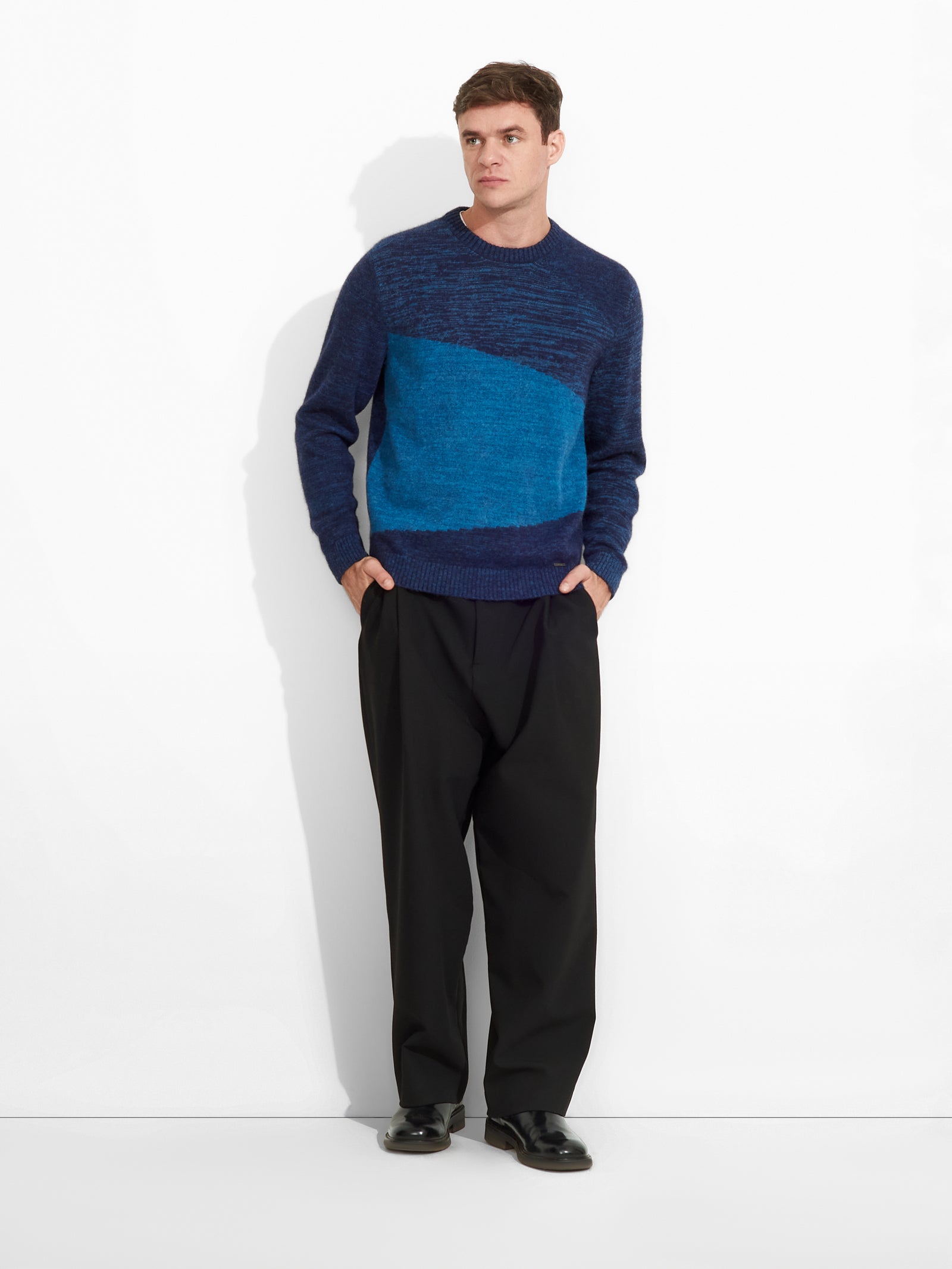 Jersey Zoe de baby alpaca, color azul