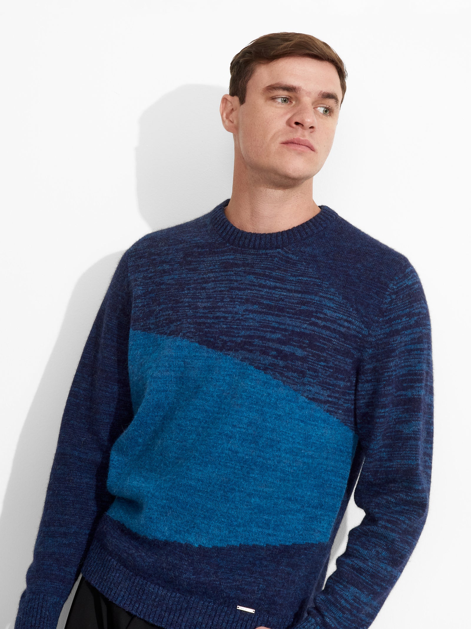 Jersey Zoe de baby alpaca, color azul