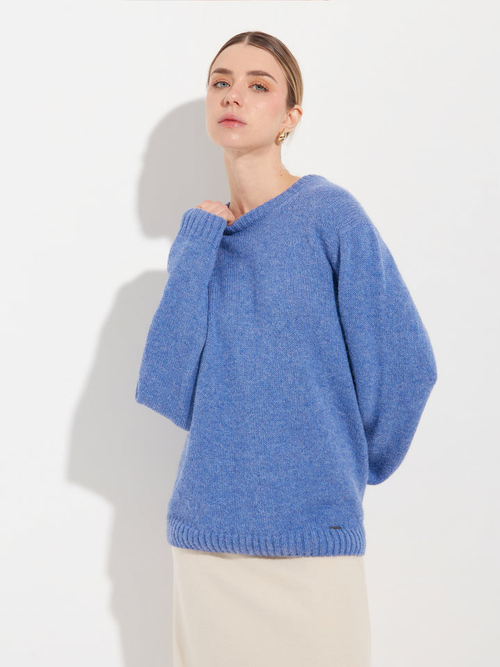 Suéter para mujer Arequipa de baby alpaca, color azul