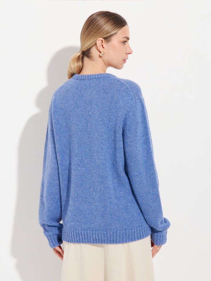 Suéter para mujer Arequipa de baby alpaca, color azul