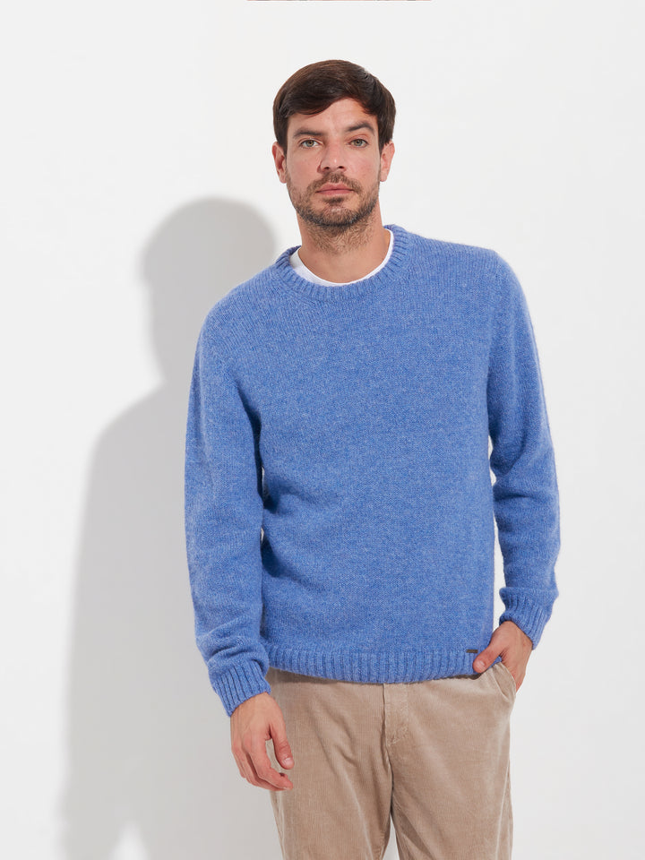 Suéter de hombre Arequipa de baby alpaca color azul