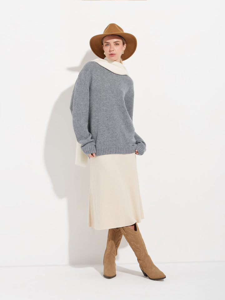 Suéter de mujer Arequipa de baby alpaca, color gris