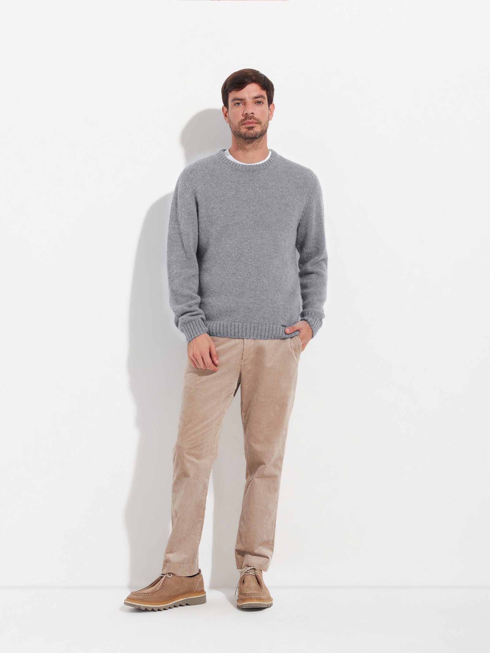 Suéter de alpaca bebé gris para hombre Arequipa