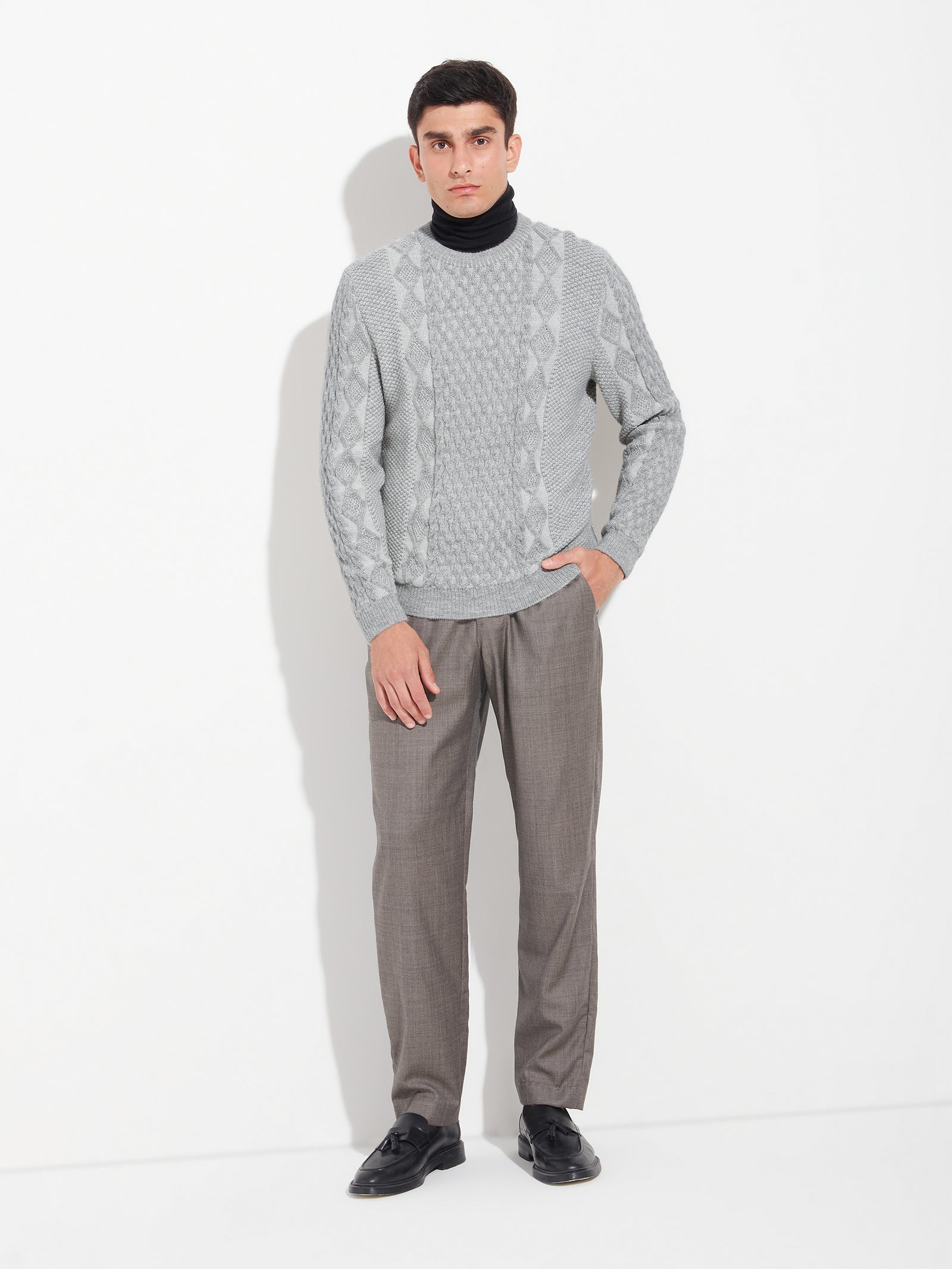 Bastian Sweater Baby Alpaca Color Grey