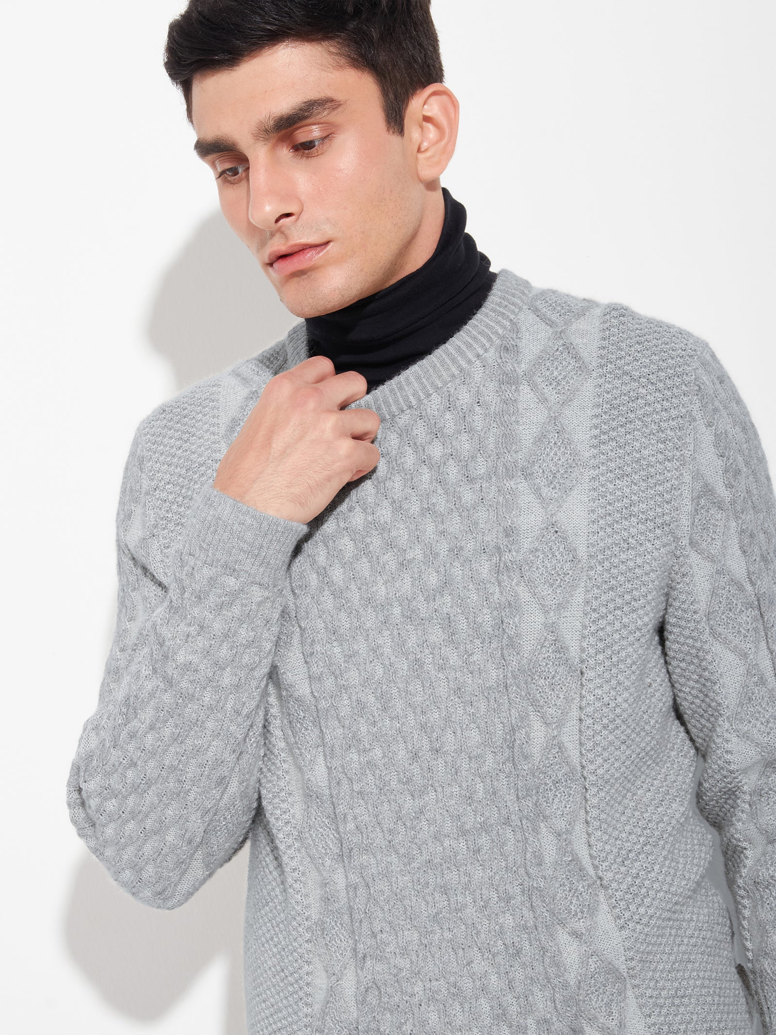 Bastian Sweater Baby Alpaca Color Grey