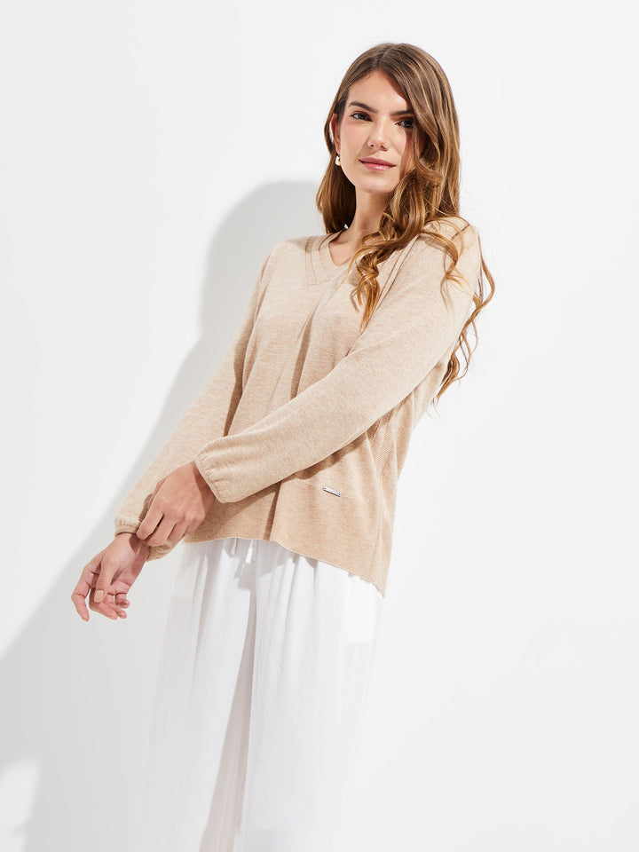 Suéter Yliada de algodón color beige