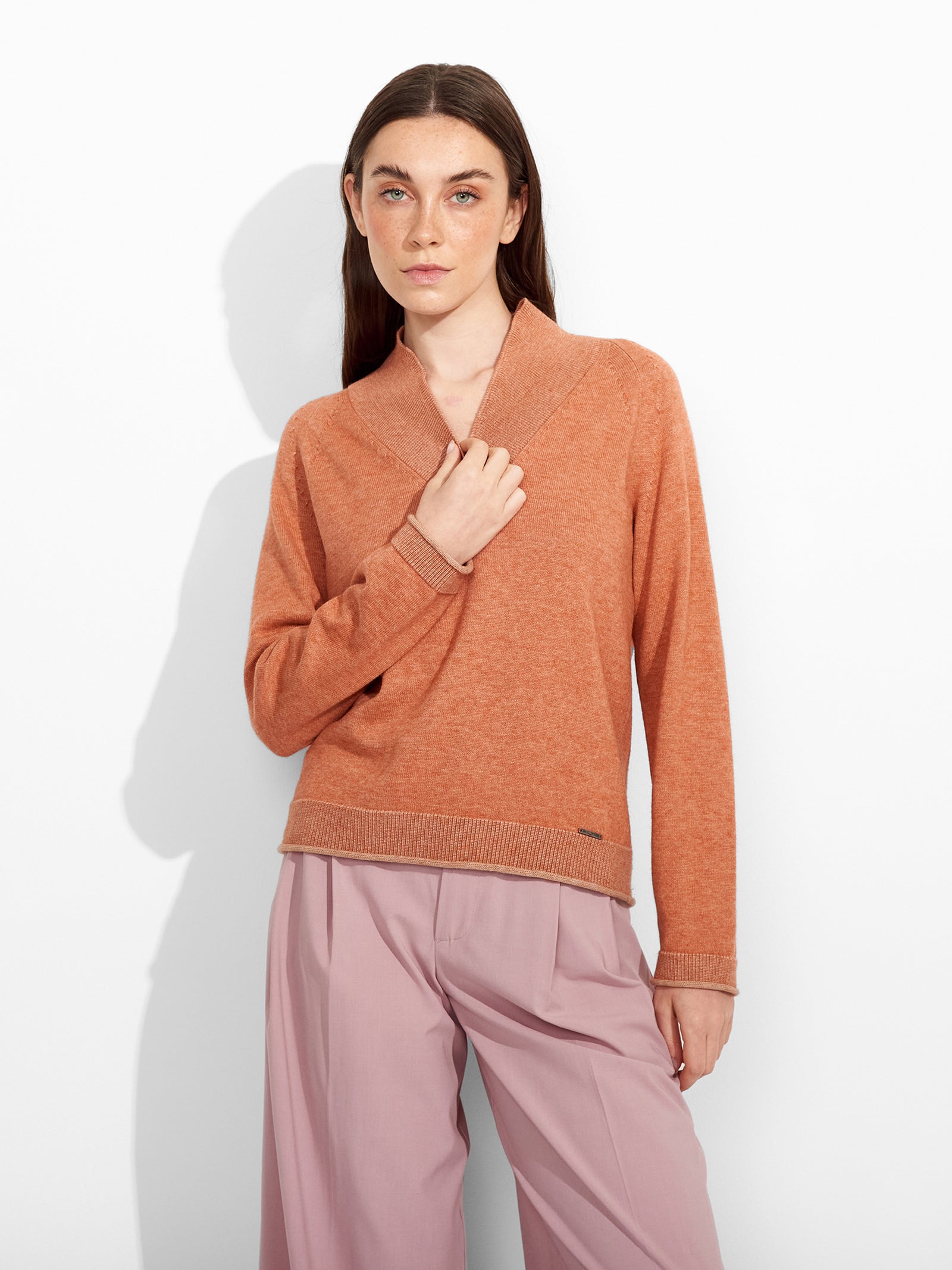 Sudadera Zolena de algodón color naranja