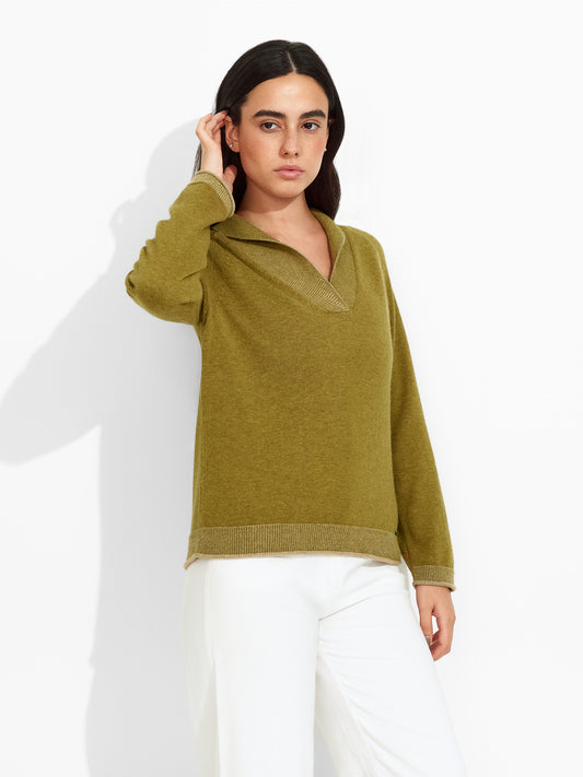 Zolena Sweater Cotton Color Green