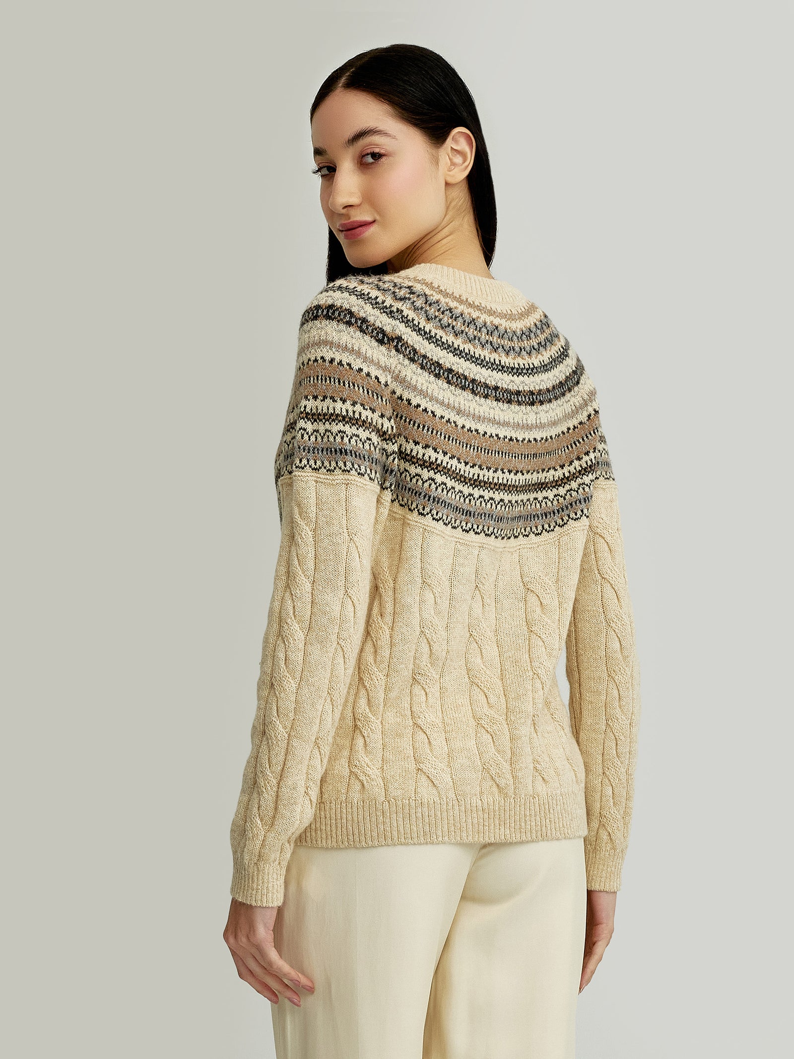 Cárdigan Yoke de Alpaca Baby Color Beige