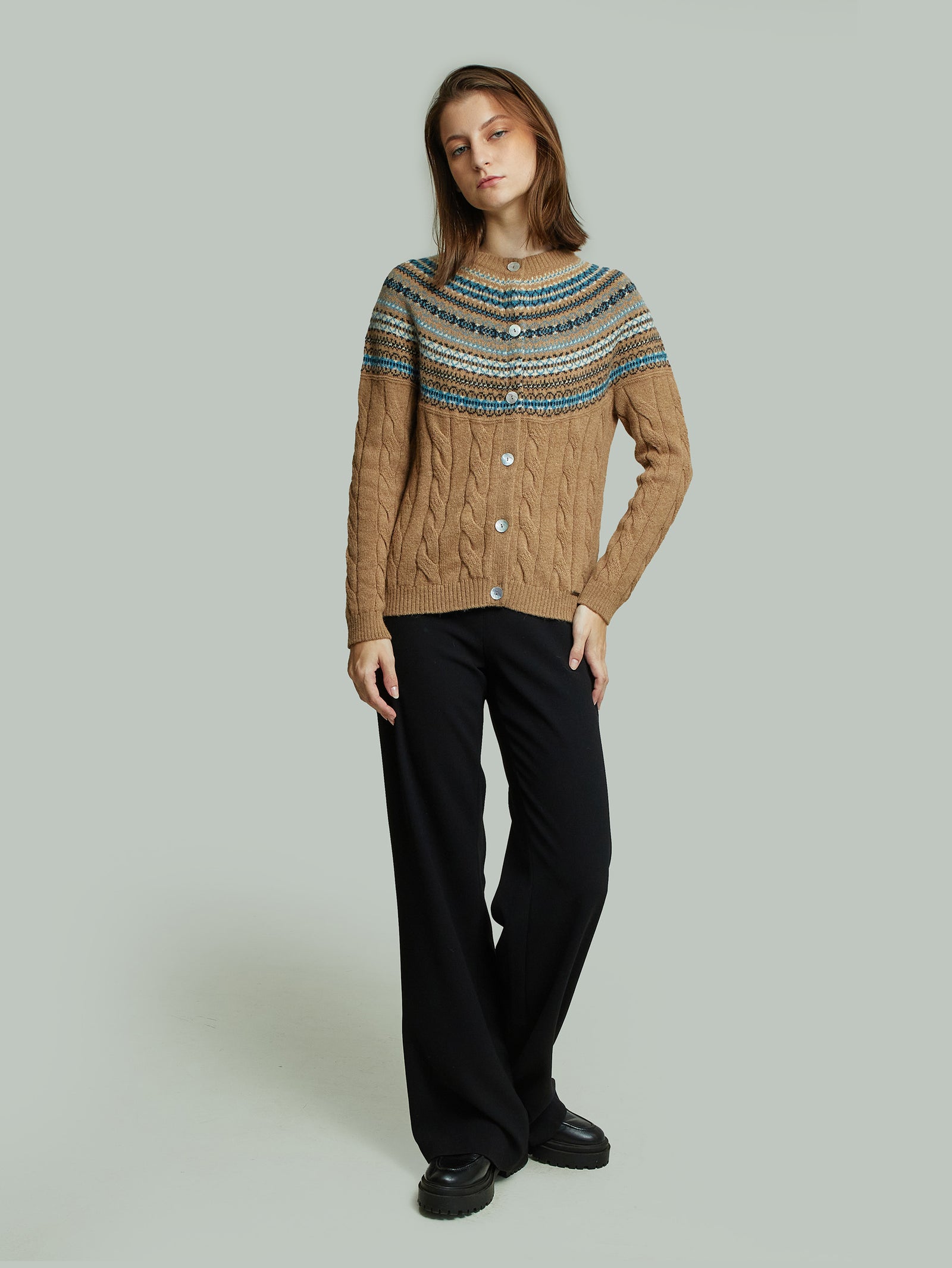 Yoke Cardigan Baby Alpaca Color Camel