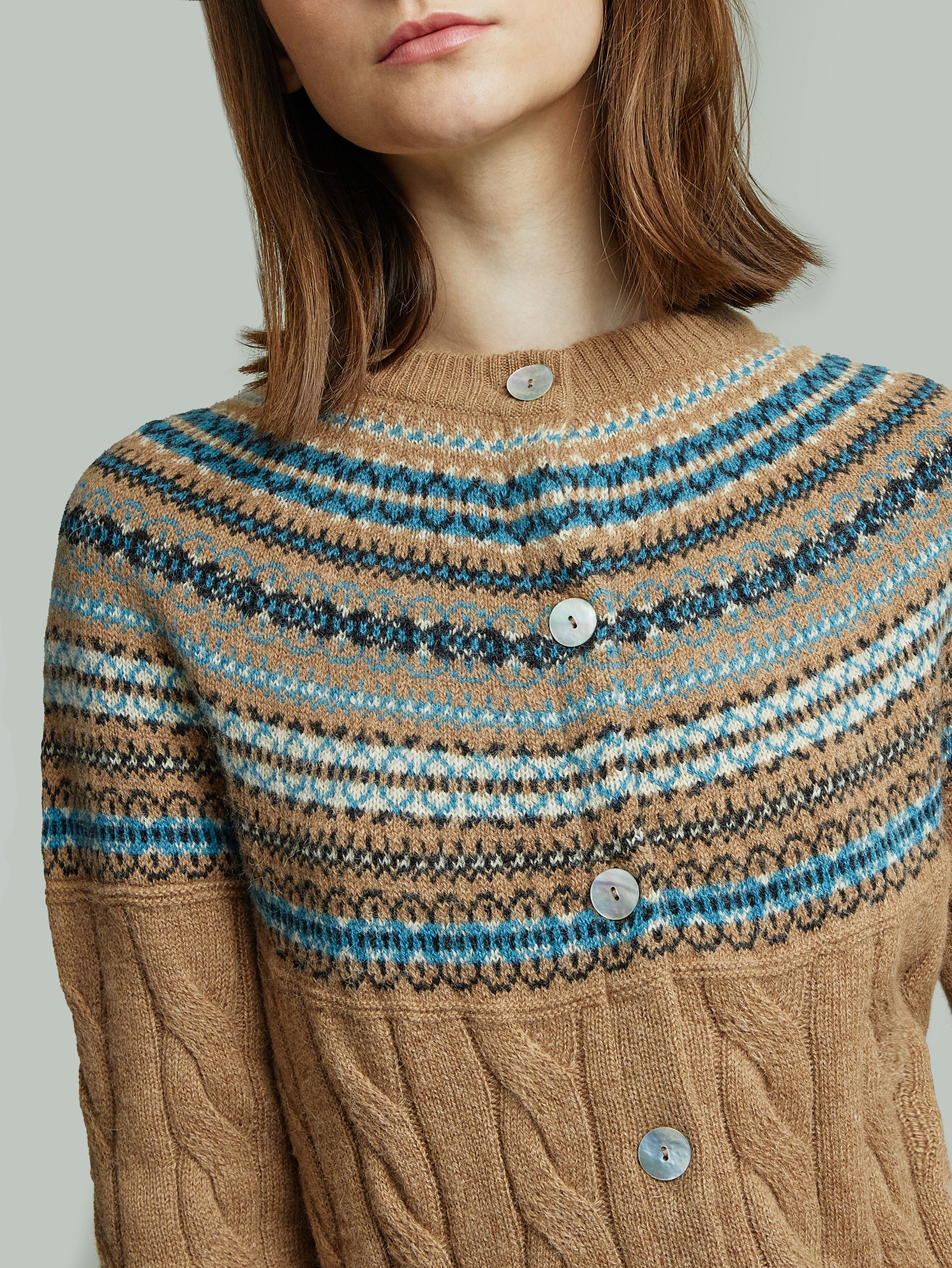 Yoke Cardigan Baby Alpaca Color Camel