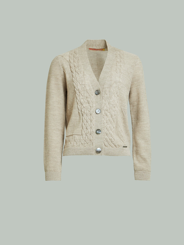 Cárdigan Yanina de Baby Alpaca Color Beige