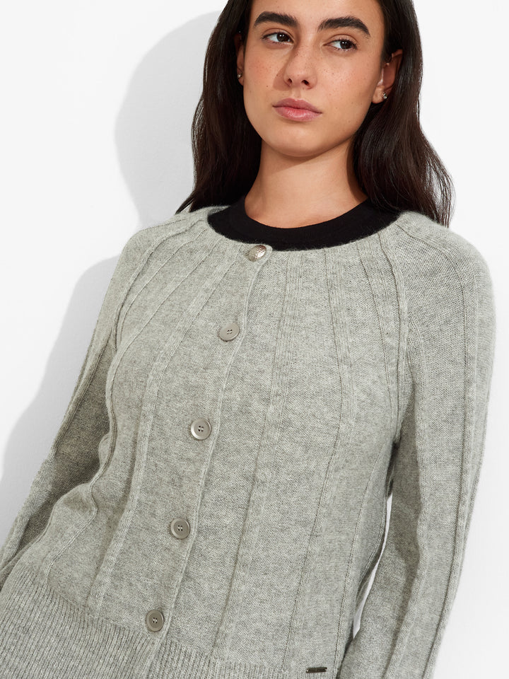 Cárdigan Zephir de Baby Alpaca Color Gris