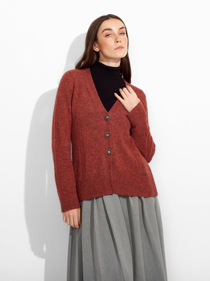 Cárdigan Zia de baby alpaca color rojo