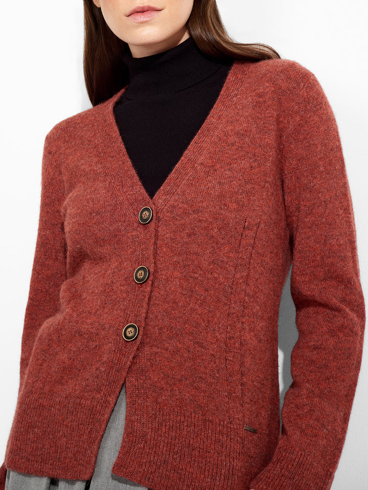 Cárdigan Zia de baby alpaca color rojo