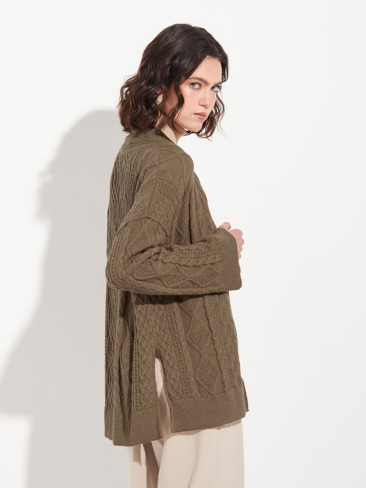 Cárdigan Bertha 100% Baby Alpaca Color Camel