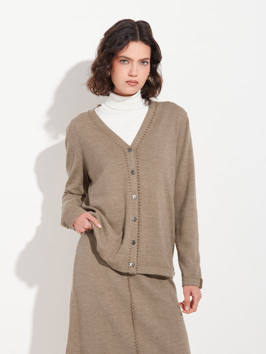 Brenda Card Cardigan Baby Alpaca Color Brown