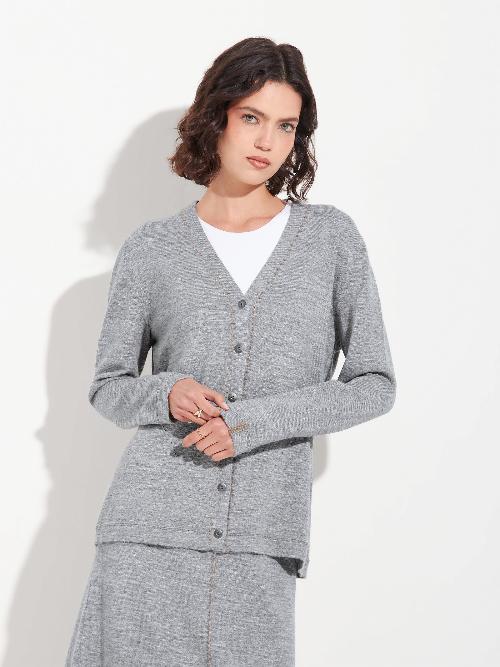 Brenda Card Cardigan Baby Alpaca Color Grey