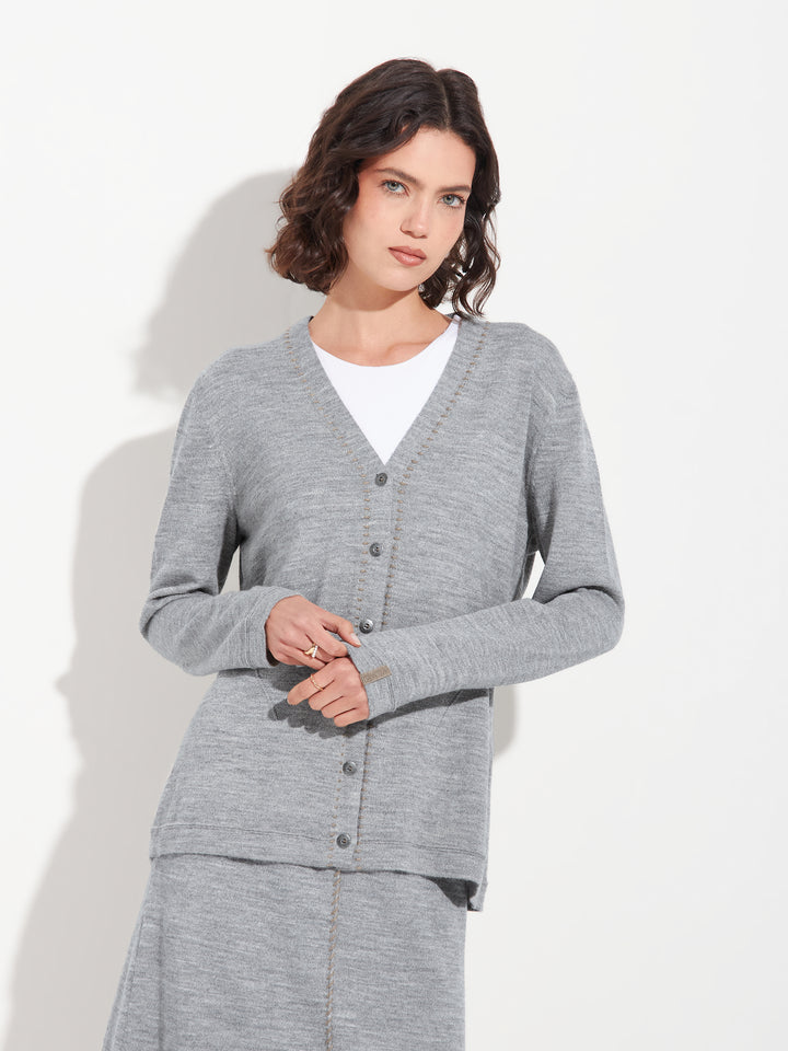 Cárdigan Brenda Card de Baby Alpaca Color Gris